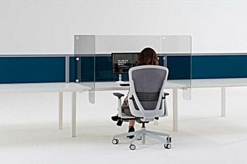 HEFUTE Noise Reduction Desk Divider 15.7 x 32 Easy to Install Privacy Protection Shield Panel with 2 Clamps Office School Accessories Grey 