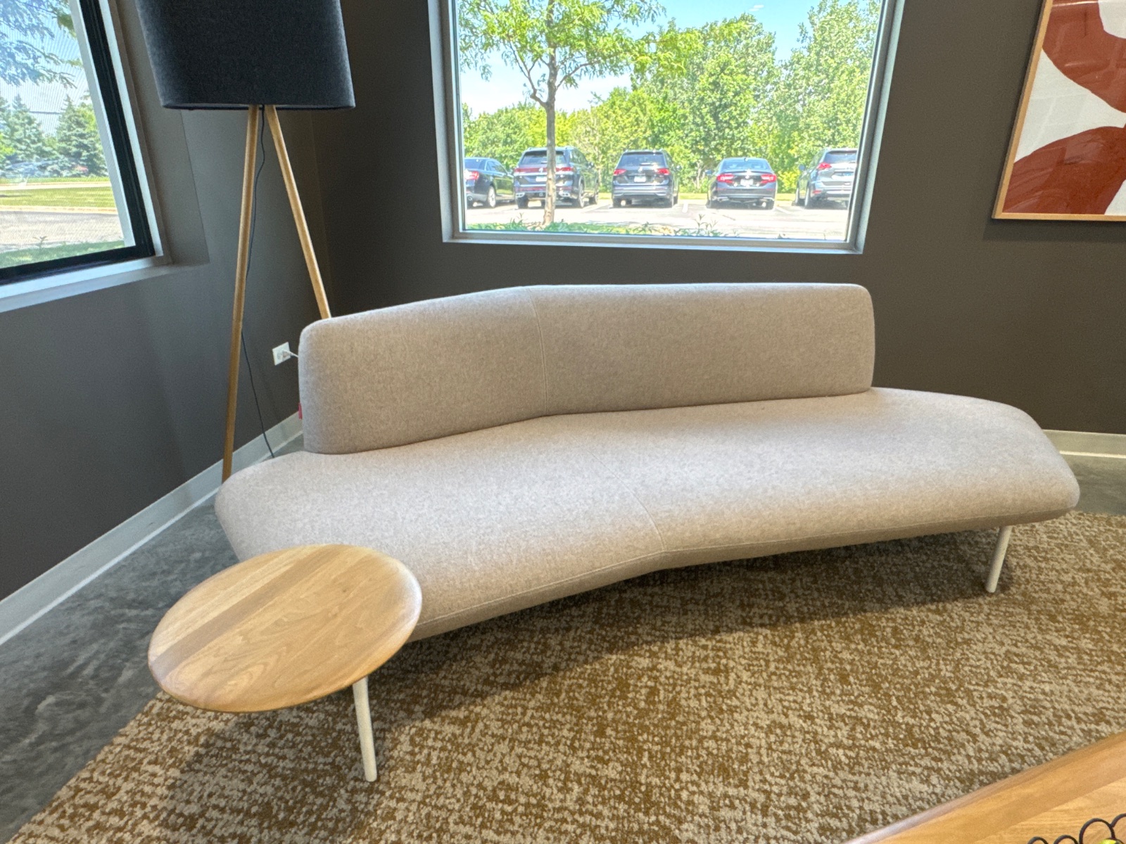 HAWORTH Light Grey Openest Asymmetric Lounge Sofa with Side Table