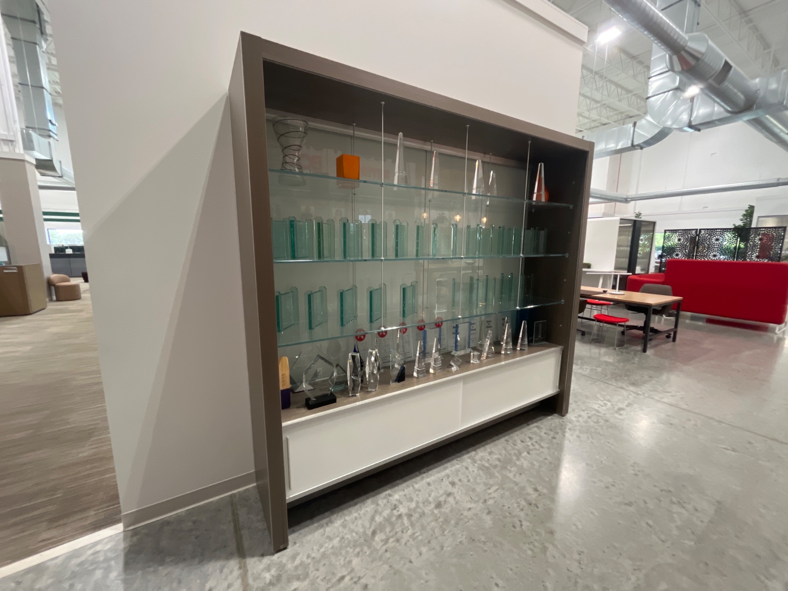 HAWORTH Taupe Display Cabinet with Glass Shelves