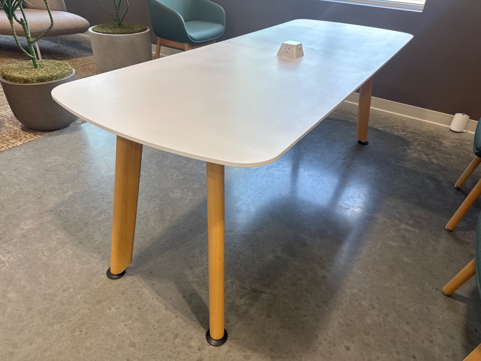 HAWORTH White Conference Table with Wood Legs