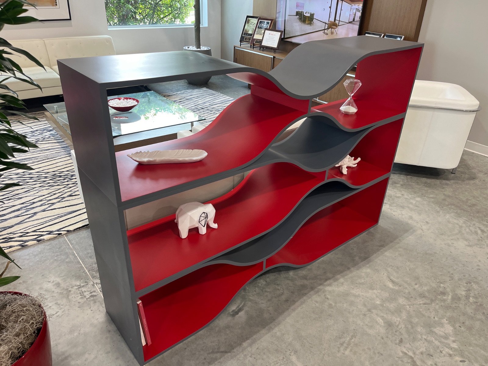 HAWORTH Red & Grey Resonate Bookcase / Storage Unit