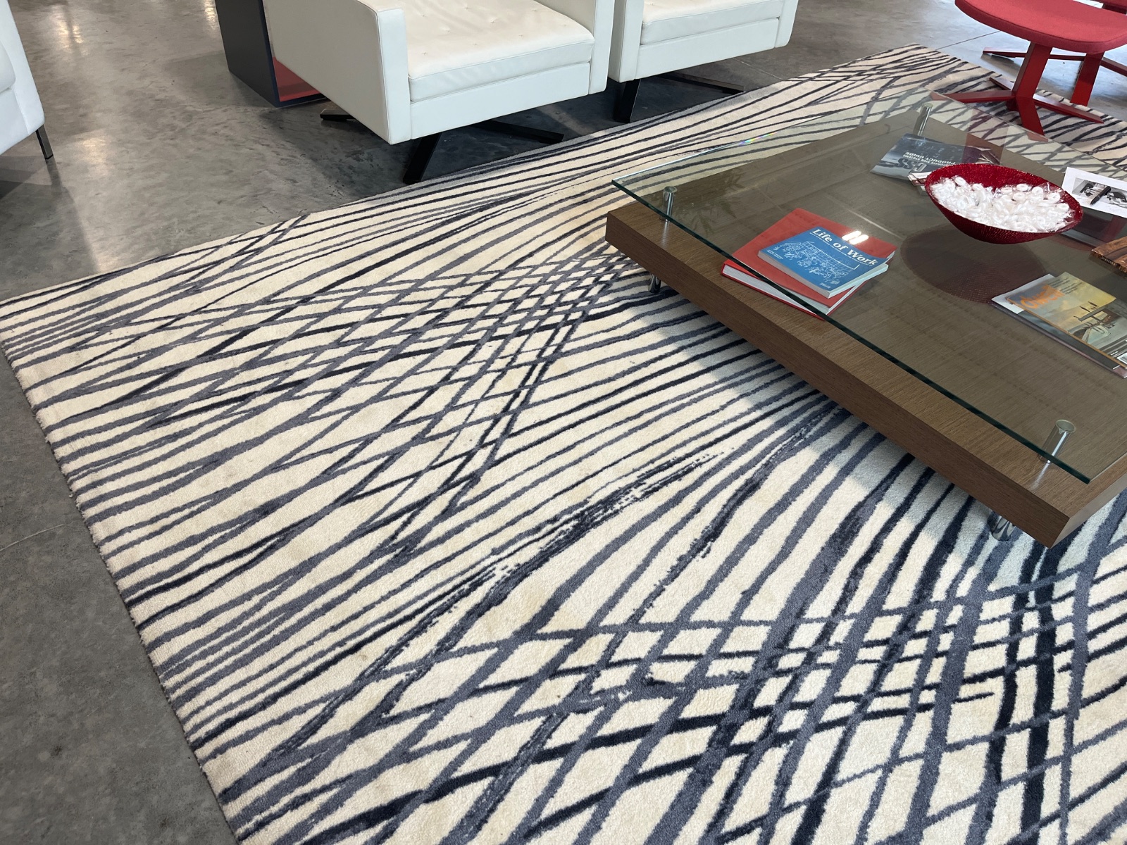 WEST ELM Ivory/Navy Area Rug 9x12