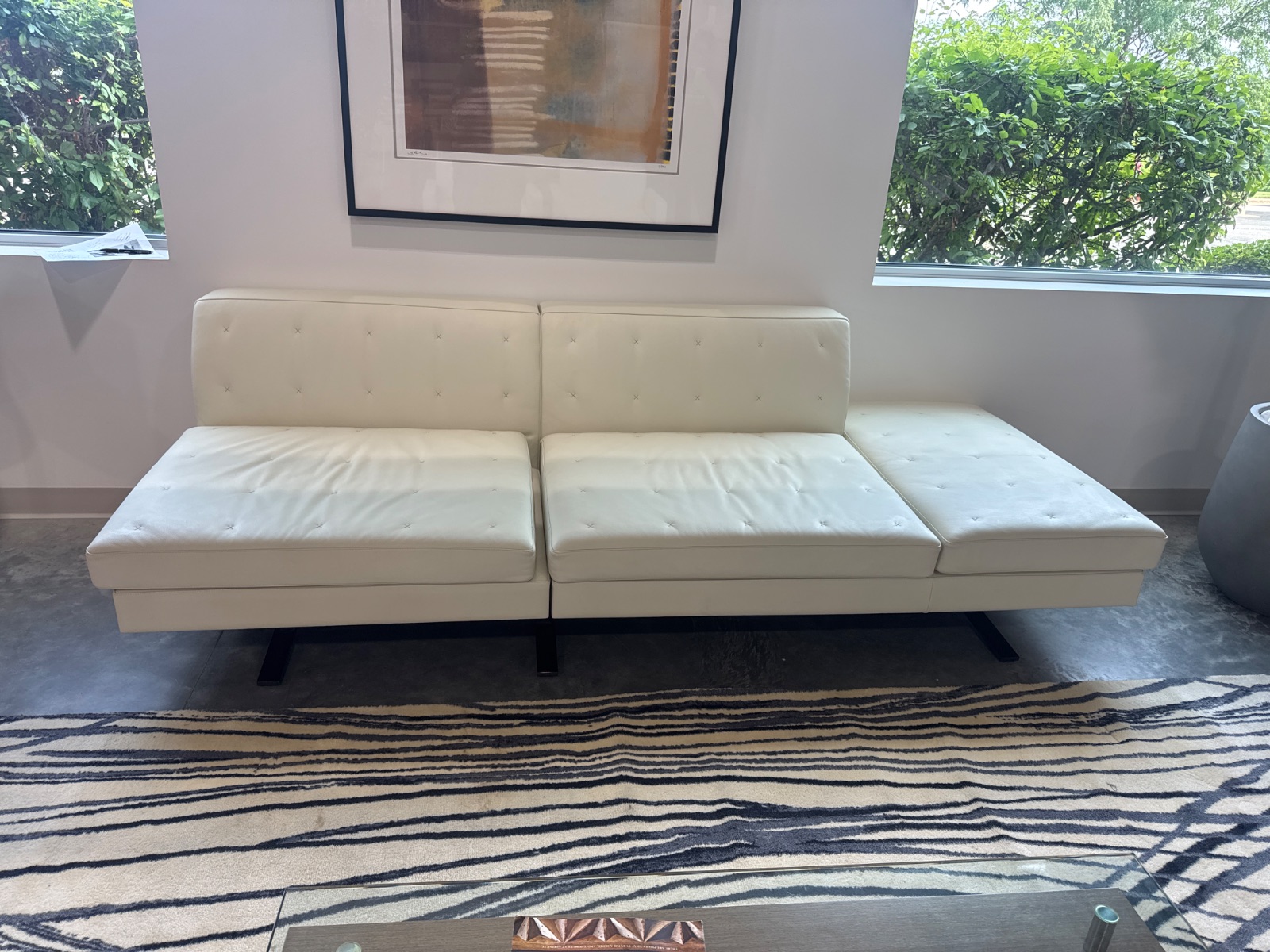 POLTRONA FRAU Cream Leather Modular Lounge Sofa