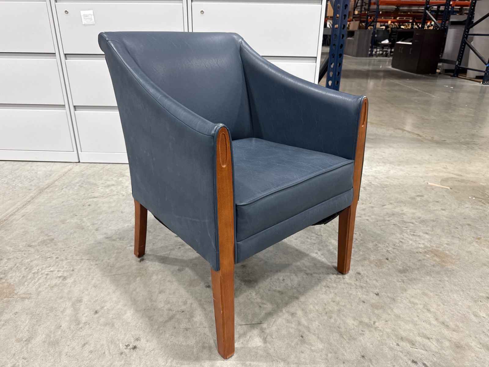 KIMBALL Blue Leather Lounge Chair
