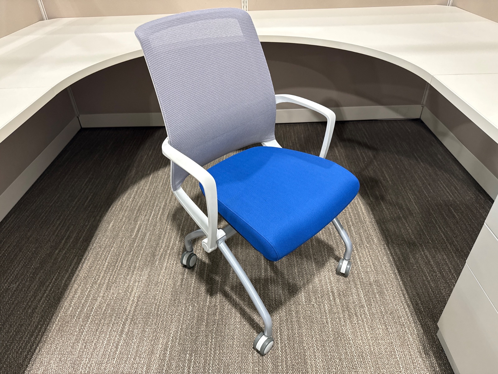 AMQ Blue & Grey Mesh Conference/Nesting Chair