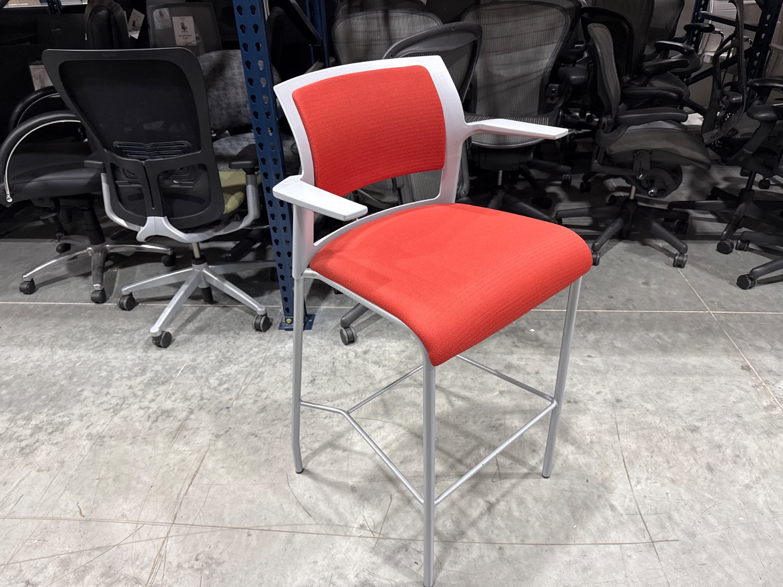 STEELCASE Red/Orange Move Bar-Height Stool