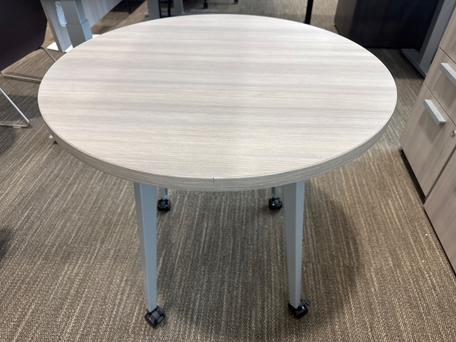 AIS Light Wood Round Mobile Table 30"