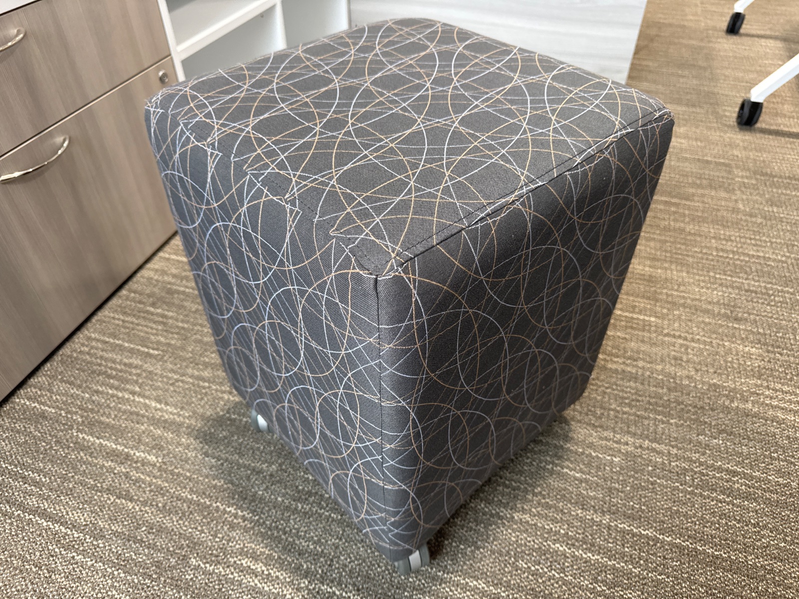 AIS Grey Patterned Mobile Ottoman Cube