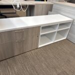 AIS Grey & White Lateral File Credenza with Open Shelving