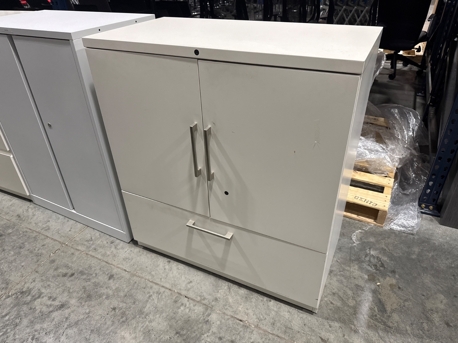 AOU Light Grey Storage Cabinet with Lateral File Drawer