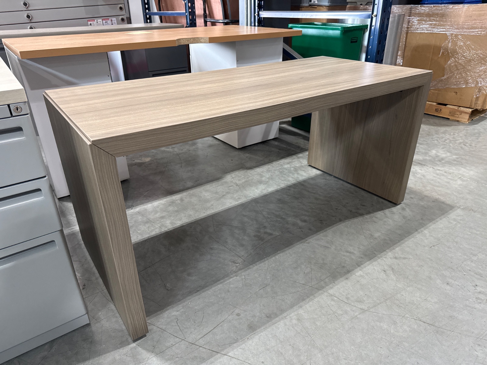 OFS Warm Oak Straight Desk