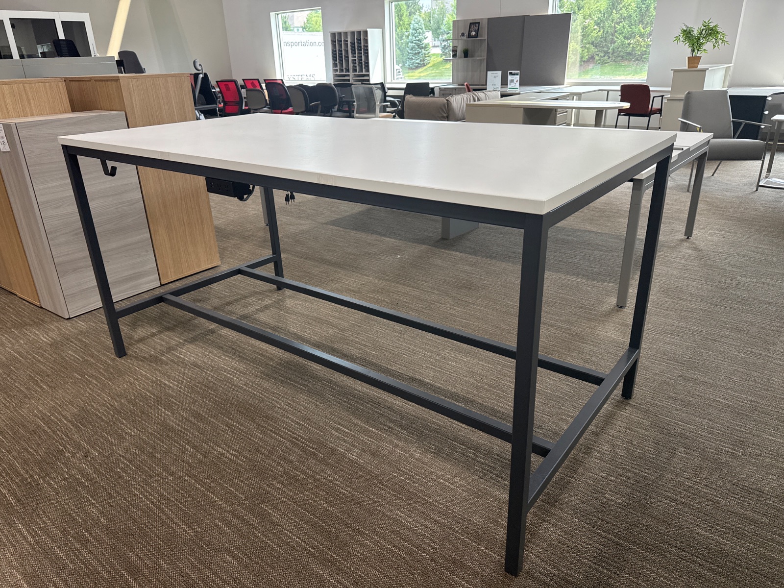 HAWORTH White/Black Standing Height Rectangular Table