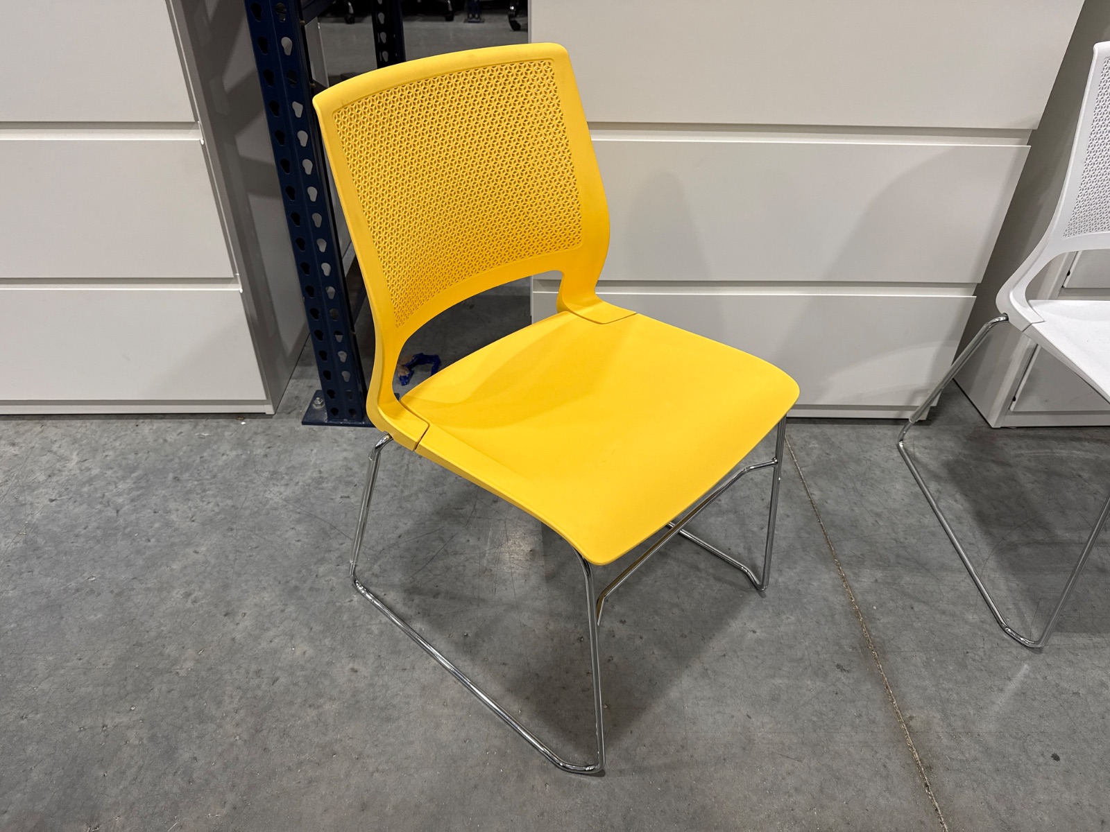 SIT ON IT Lemon Yellow Armless Stack Chair