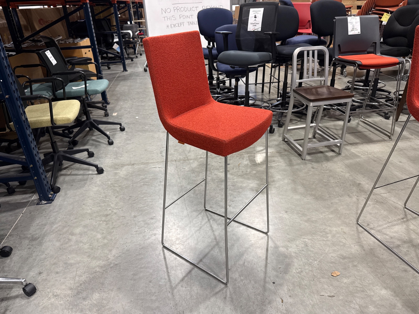 MONTIS Red-Orange Upholstered Bar Height Stool