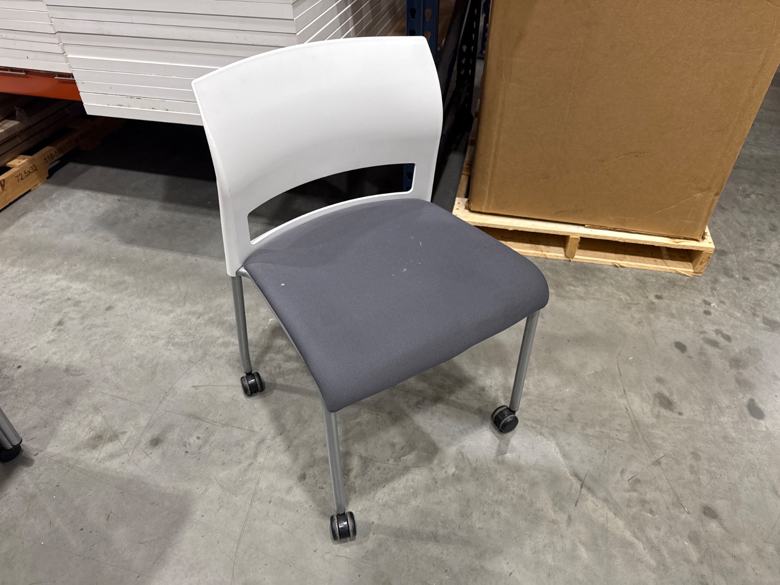 STEELCASE Grey & White Mobile Side Chair