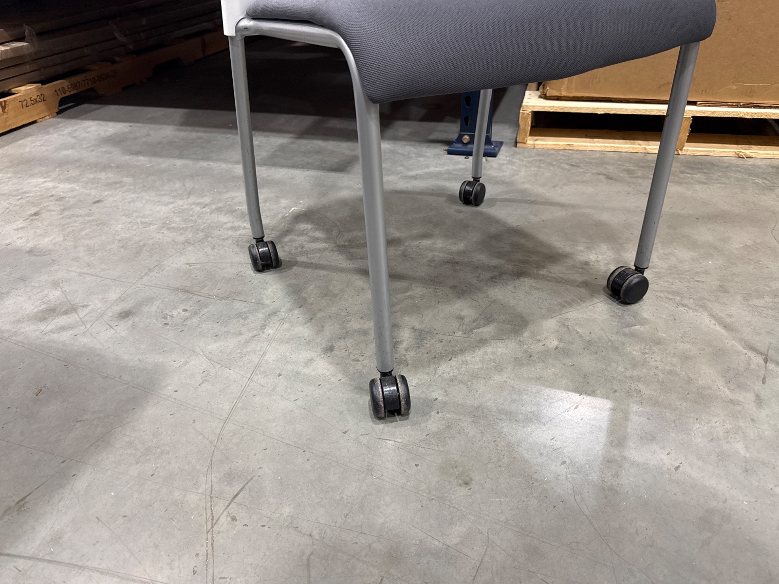 STEELCASE Grey & White Mobile Side Chair