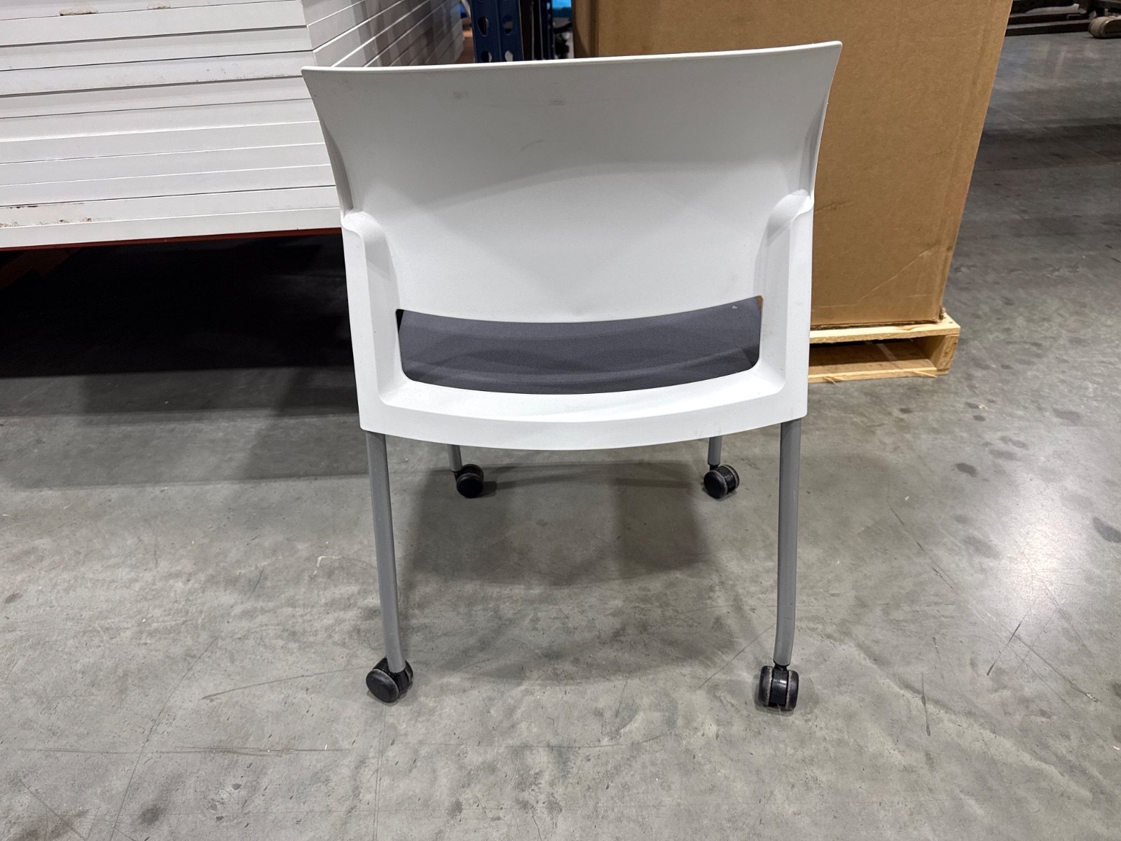 STEELCASE Grey & White Mobile Side Chair
