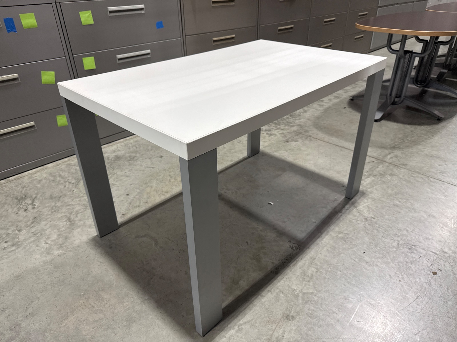 HAWORTH White Rectangle Table with Grey Base