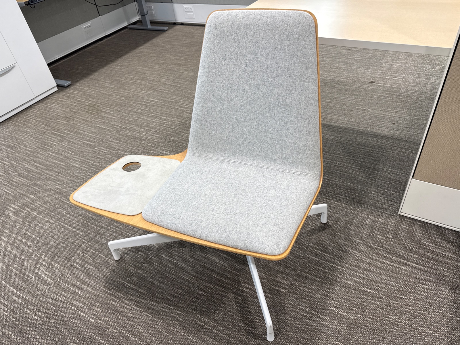 HAWORTH Grey Lounge Chair with Side Tablet